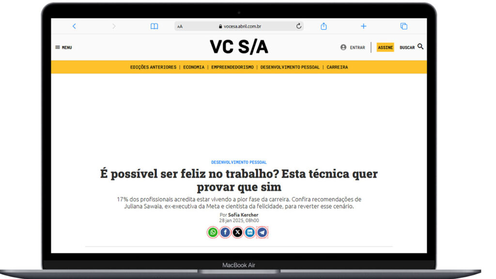 Image showing the article by Juliana Sawaia published on the VOCÊ S/A website